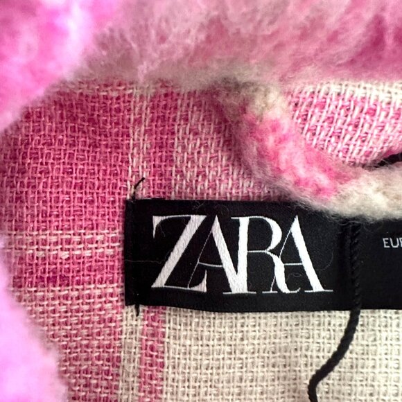 Zara Pink Plaid Crop Shirt Jacket Shacket Fuzzy Thick Coquette Western - Picture 5 of 16